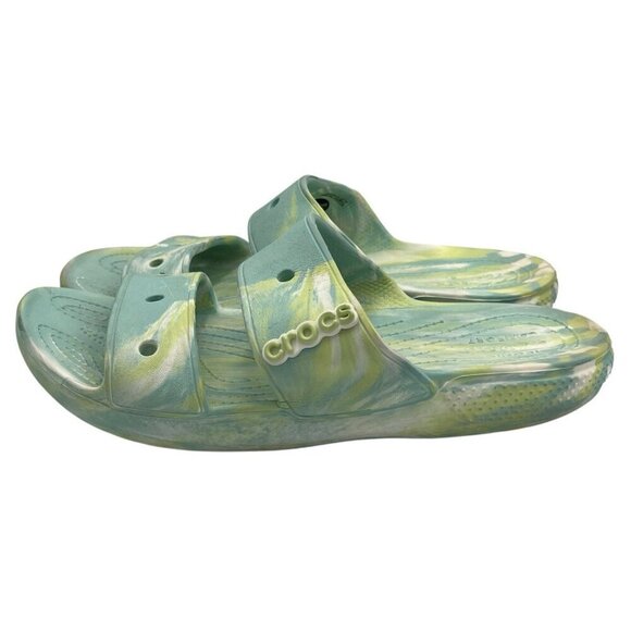 CROCS Classic Marbled Tie Dye 2 Strap Sandals Slides Water Green Women 11 Men 9 - Picture 2 of 14